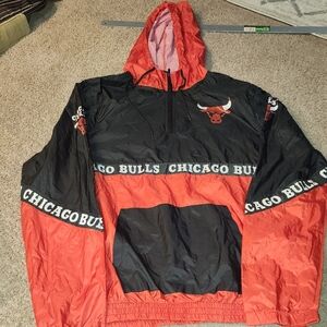 Chicago Bulls Red and Black Windbreaker